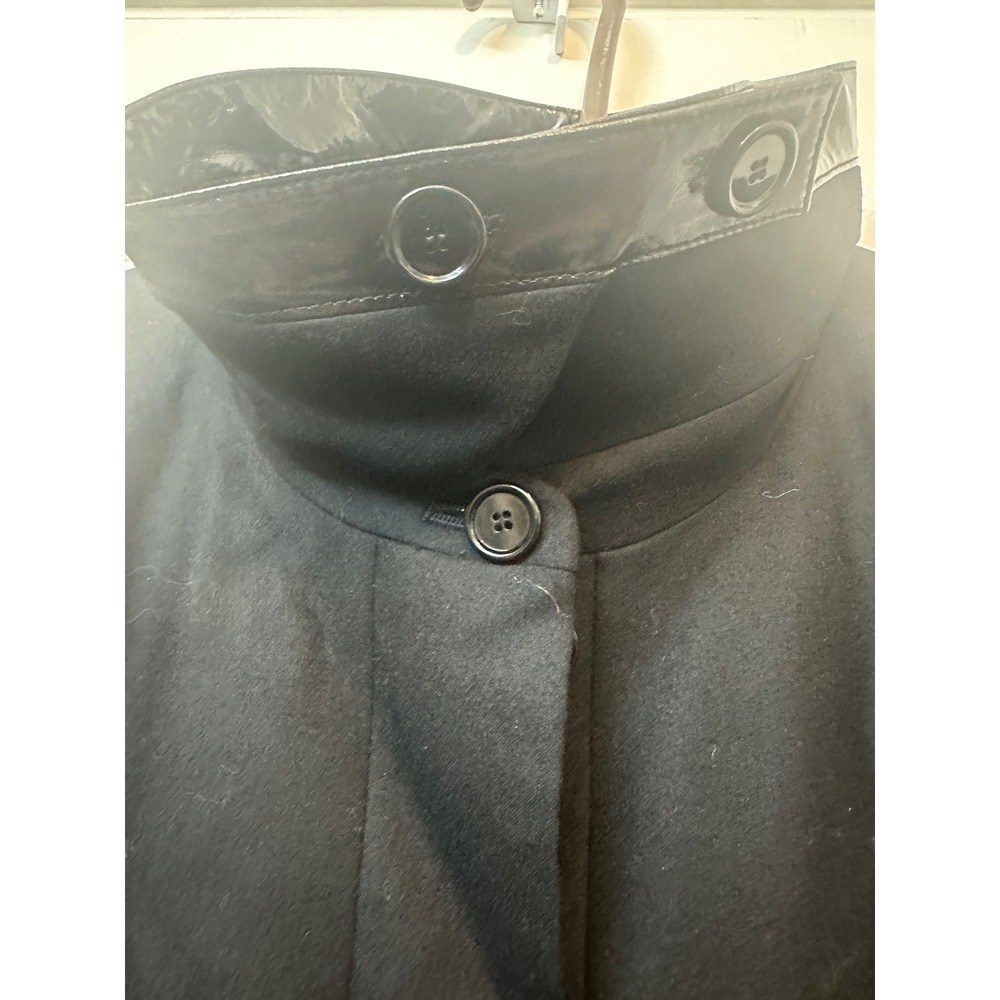 Akris Punto Black Wool Leather Trim Mock Neck Long Sleeve Dress Size 12 NEW - Picture 4 of 12